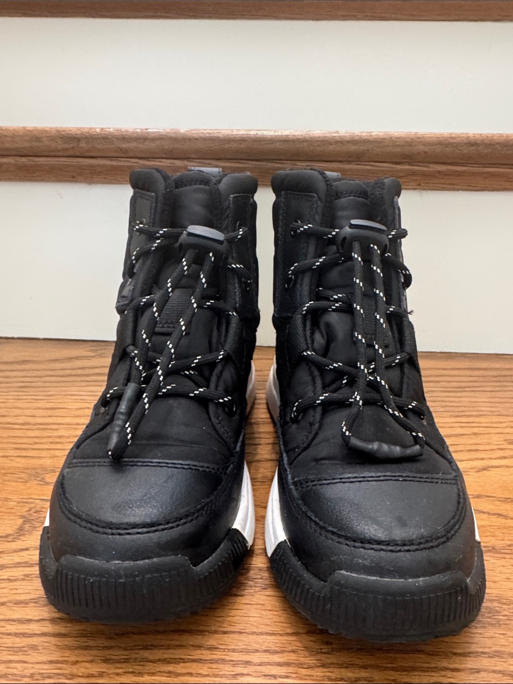 Kids SOREL Black High-Top Winter Lace Boots